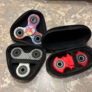 Three Fidget Spinners with Cases / NWOT